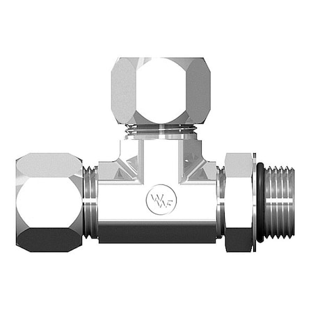 World Wide Fittings Flareless Compression to Flareless Compression to Male O-Ring Boss Adjustable Tee 7716X04X04X04